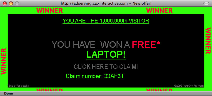 You have won a free laptop!